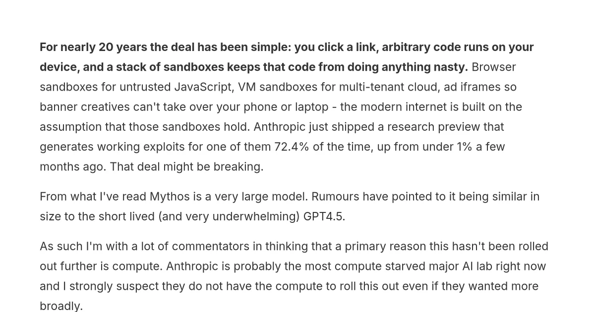 Has Mythos just broken the deal that kept the internet safe?