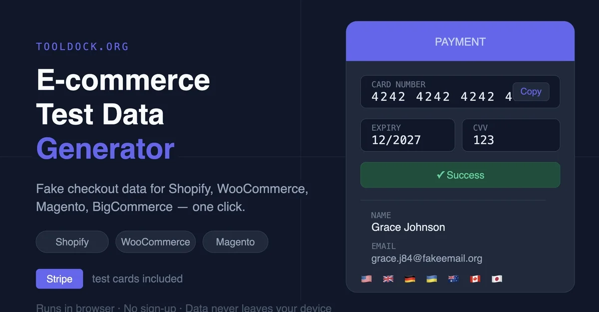 Every Stripe test card you'll ever need (plus fake checkout data for Shopify, WooCommerce & Magento)