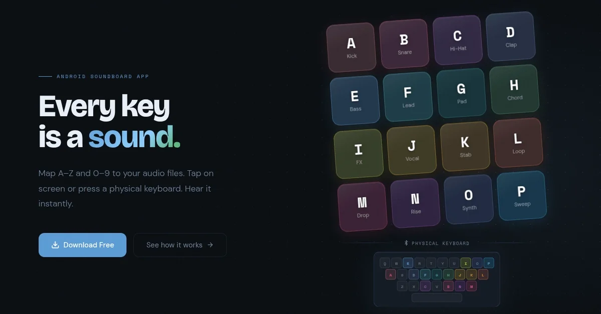 I built a free Android soundboard that works with a External keyboard