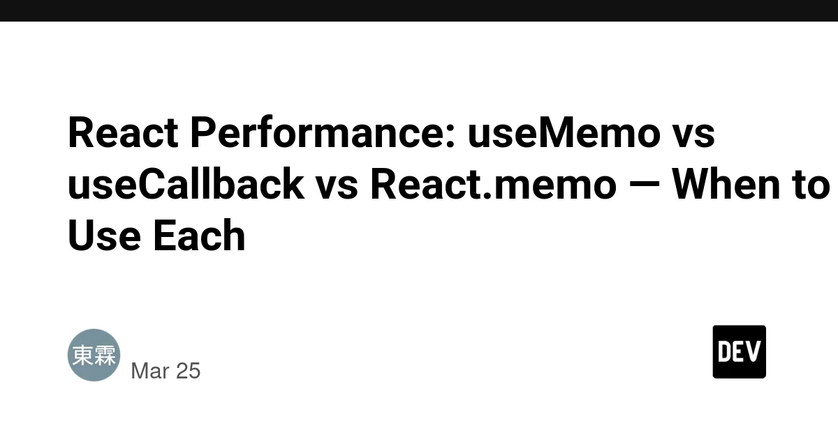 React Performance: useMemo vs useCallback vs React.memo — When to Use Each