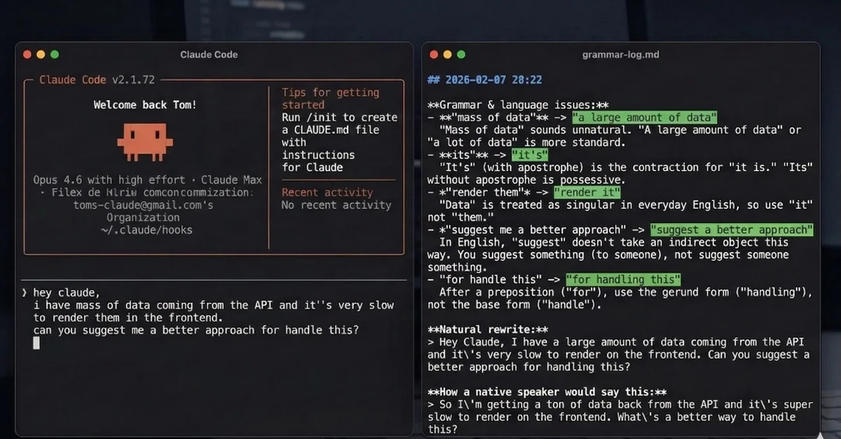 How I Built a Background English Coach into Claude Code